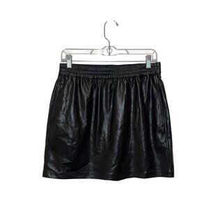 Babaton Black Elastic Waist Lightweight Faux Leather Mini Skirt Women's Size M